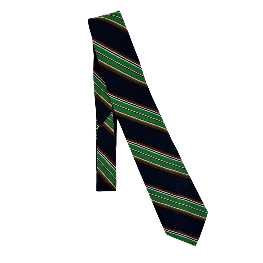 Vintage Legacy Originals Striped Necktie Navy Green Preppy Ivy League Menswear